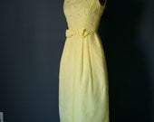1960's Bright Yellow Chiffon Formal Dress
