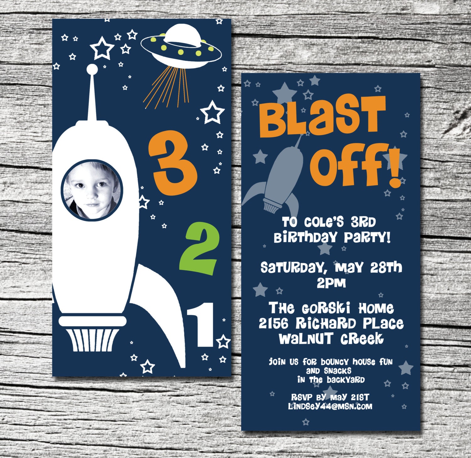 Blast Off Invitations with envelopes-Pack of 25