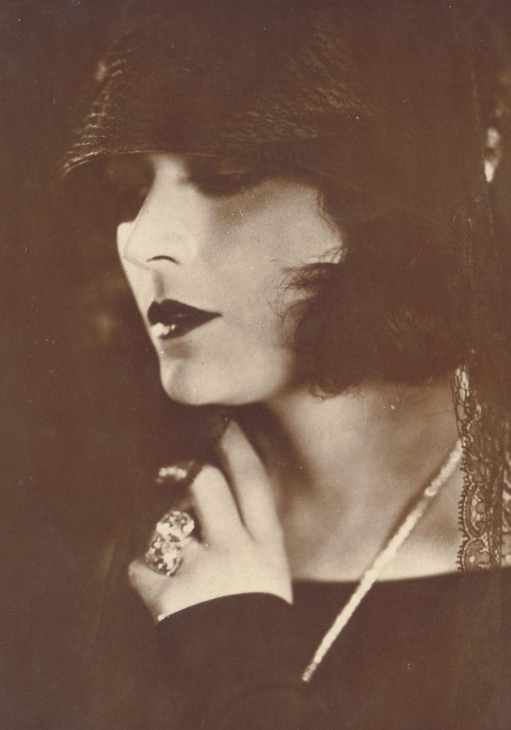 Lovely Dark Image of Pola Negri, Silent Film Star, circa 1920s