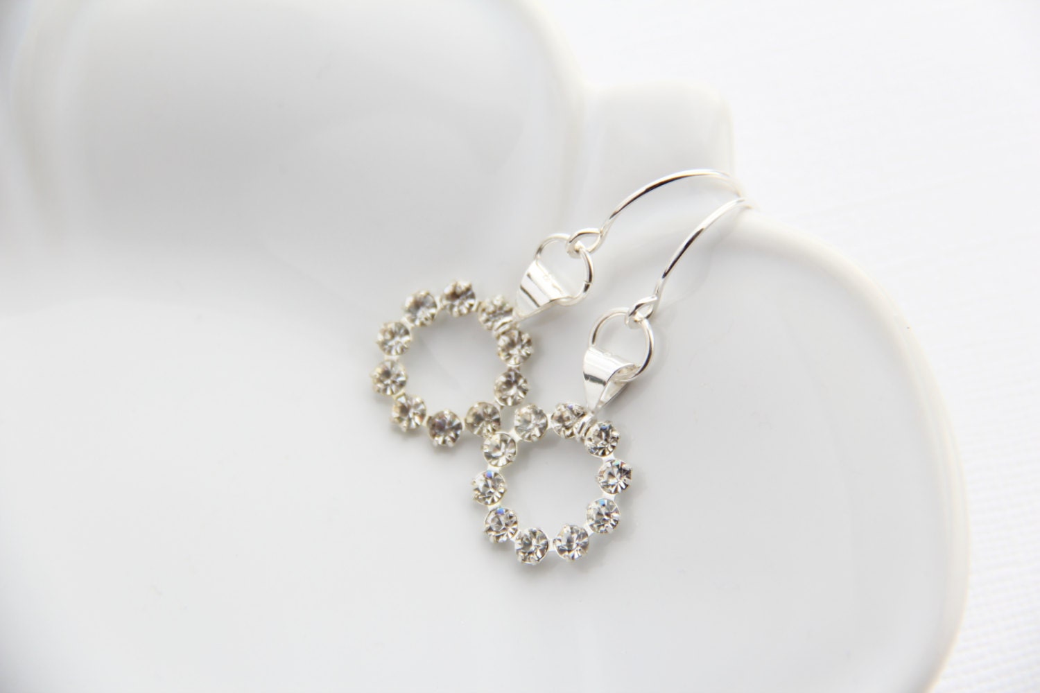 Crystal dangle earrings sterling silver vintage Swarovski crystal modern wedding bridal jewelry