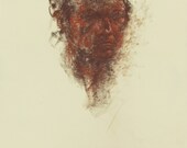 Red Female Portrait - conte on paper - 19.5 x 27.5" original figure drawing