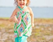 Cabana Collection, Girls Beach Top in Green Medalion