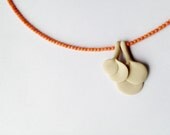 minimal organic polymer clay necklace, nO.212 '' retro leaves between orange corals''