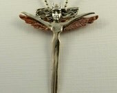 Angel Alexa Opens Herself To Healing - Up Cycled Sterling, Copper, And PMC - Art Jewelry Pendant - 1115