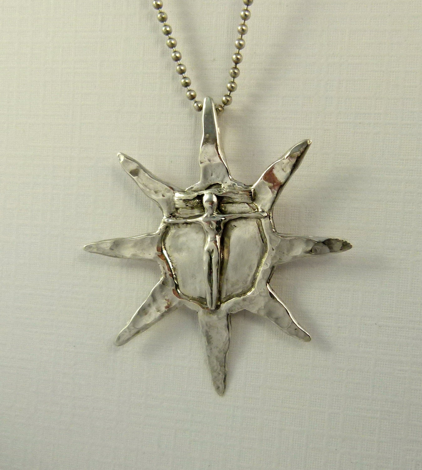 Goddess Sia Gathers Strength From The Sun - Up cycled Sterling And PMC - Echo Friendly -  Art Jewelry Pendant - 1152