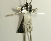 Angel Hensley Opens Herself To Light - Art Jewelry Pendant - Up Cycled Sterling Silver And PMC - 1174
