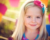 Sherbet Shabby Chic Headband-Baby Girl Headband-Newborn Headband-Infant Headband-Baby Headband-Rosette Headband-Photo Prop-Toddler Headband
