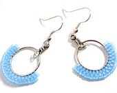 Light Blue Chandelier Earrings on Silver Plated Hooks or Clip Ons - MegansBeadedDesigns