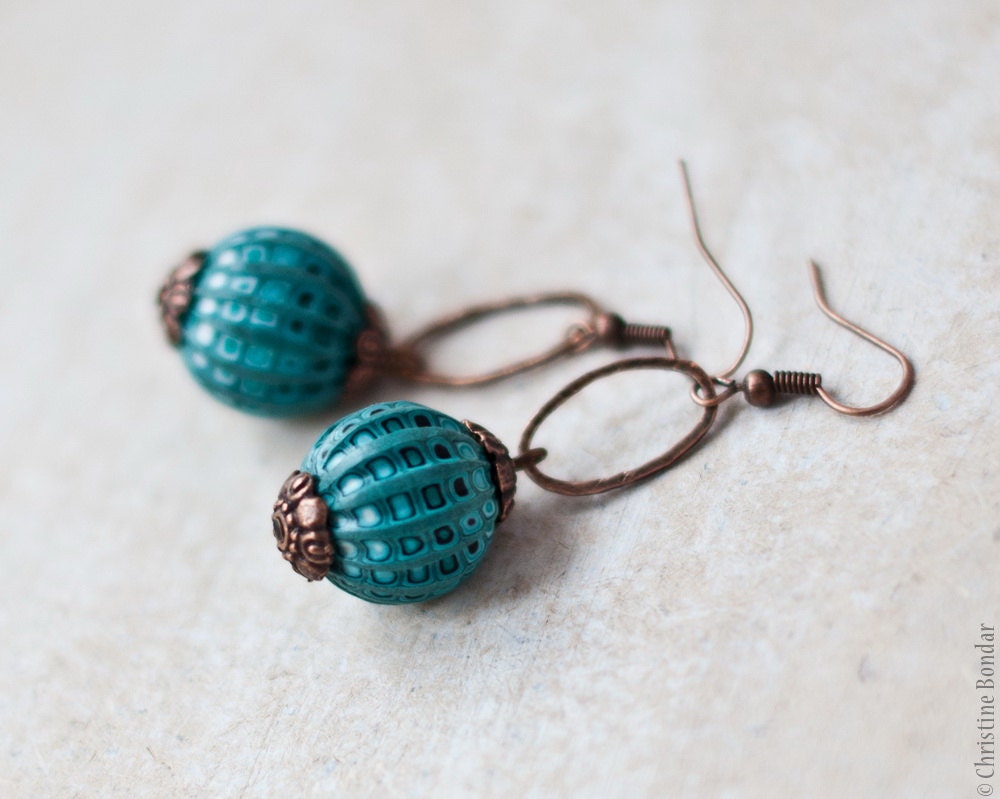 Teal Earrings - Boho Jewelry, OOAK Jewelry