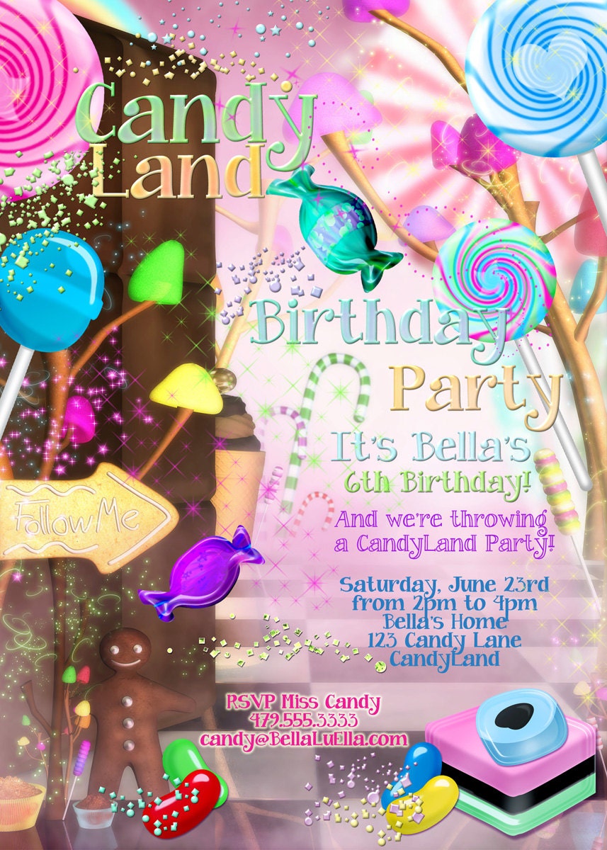CandyLand Birthday Party Invitation Candy Land by BellaLuElla