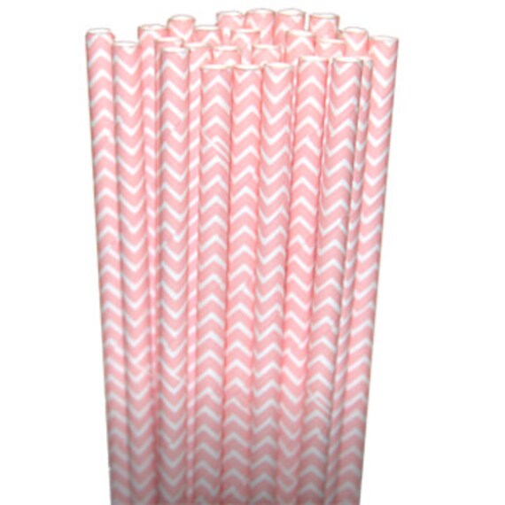 Chevron Zigzag Light Pink Party Paper Straws - Cake Pop Sticks - Pixie Sticks - Qty 25 Il_570xn