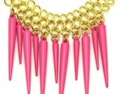 Pink Punk Rock Necklace - Spike Jewelry - Fashionista - Trendy Jewelry - Hot PInk - Neon Brights