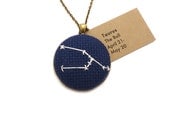Zodiac Jewelry Taurus Constellation Embroidery Necklace in Cross Stitch
