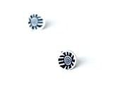 Black and white stripes spiral post earring-polymer clay-stud earrings-under 25-everyday jewelry