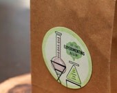 Mad Science Favor Bag 4" Birthday Party Decals from the Mad Science DIY Printable Collection by Spaceships and Laser Beams