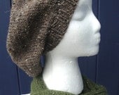 Barley Brown Beret. Slouchy Oversized Style. Lightweight and Loose. Free Shipping.