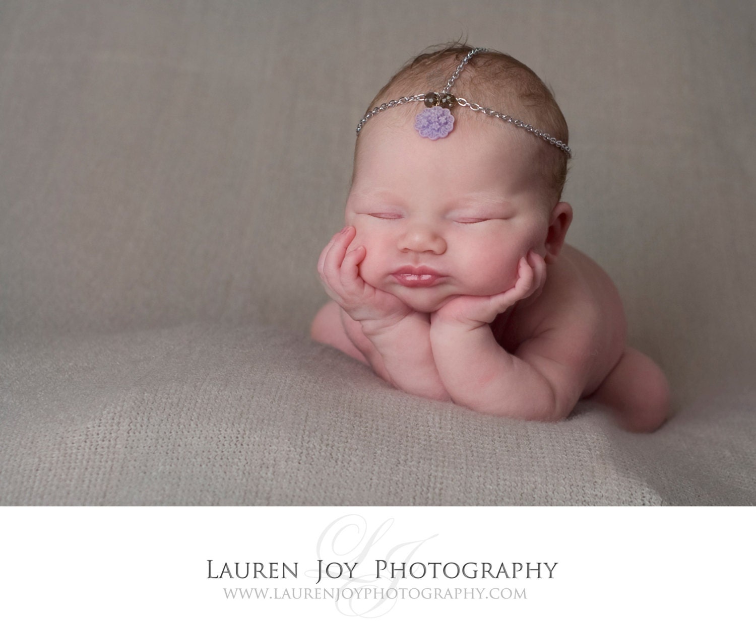 Newborn/Baby to Child Head Chain- Resin flower w/ crystal rondelles