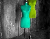 Aqua & Lime Mannequins - 8x10 Photo - Turquoise Chartreuse Green Fashion Distressed Grey NYC Theater Urban Window Display New York Shopping