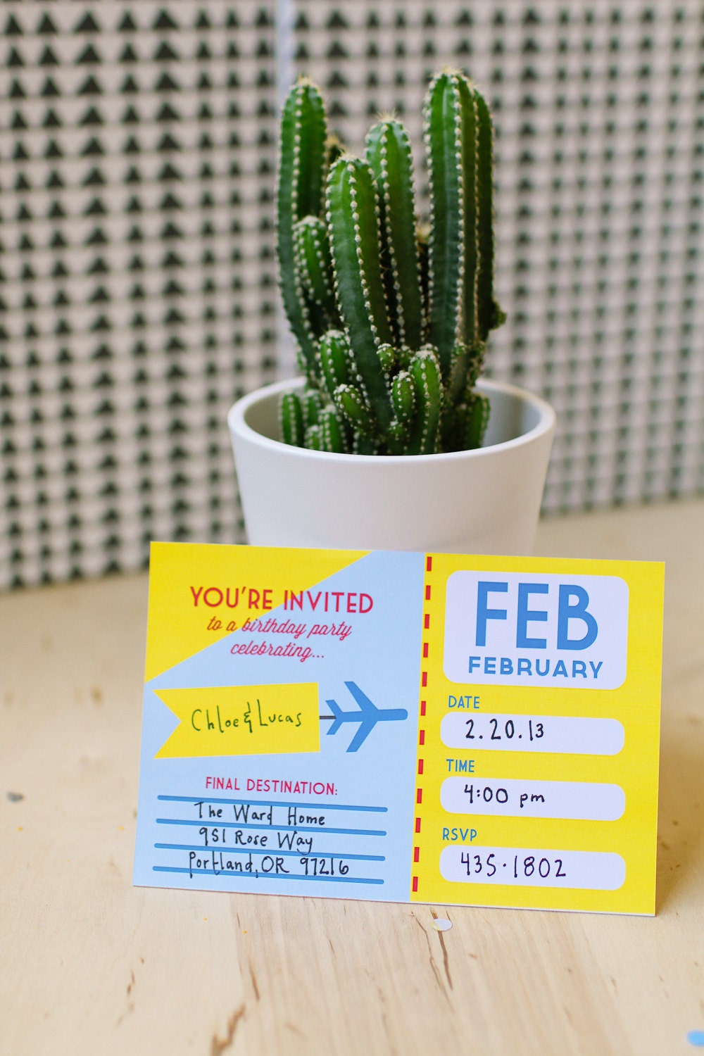 Airplane Ticket Birthday Party Invitation- Set of 25
