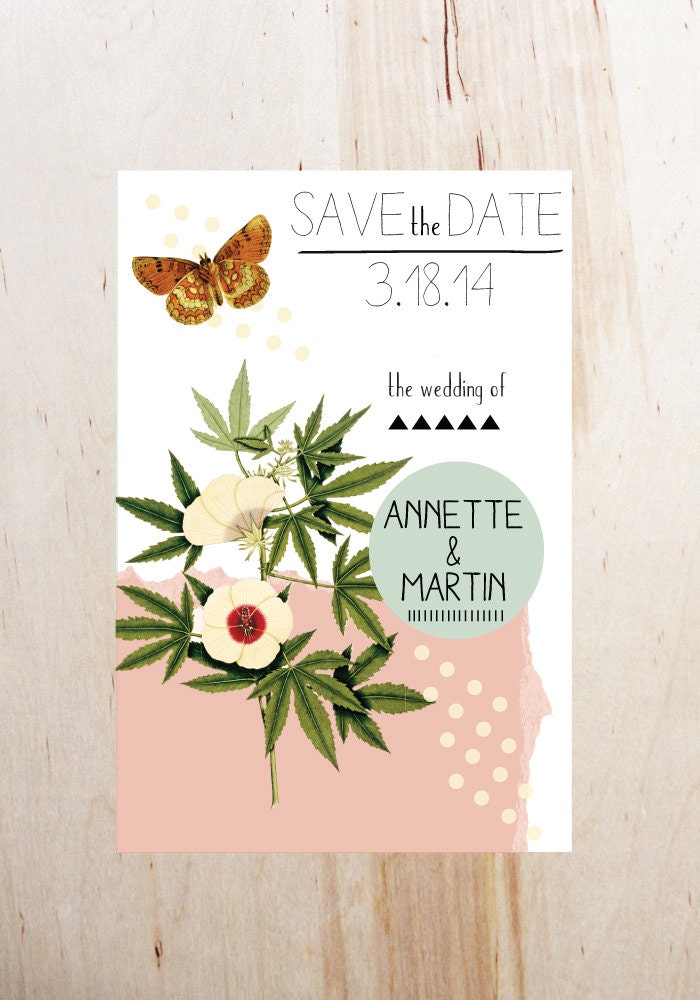 Nature Collage Save the Date Postcard.