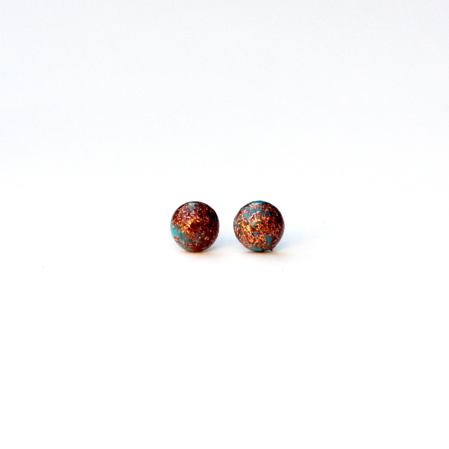 Turquoise & Copper Flecks Stud Earrings