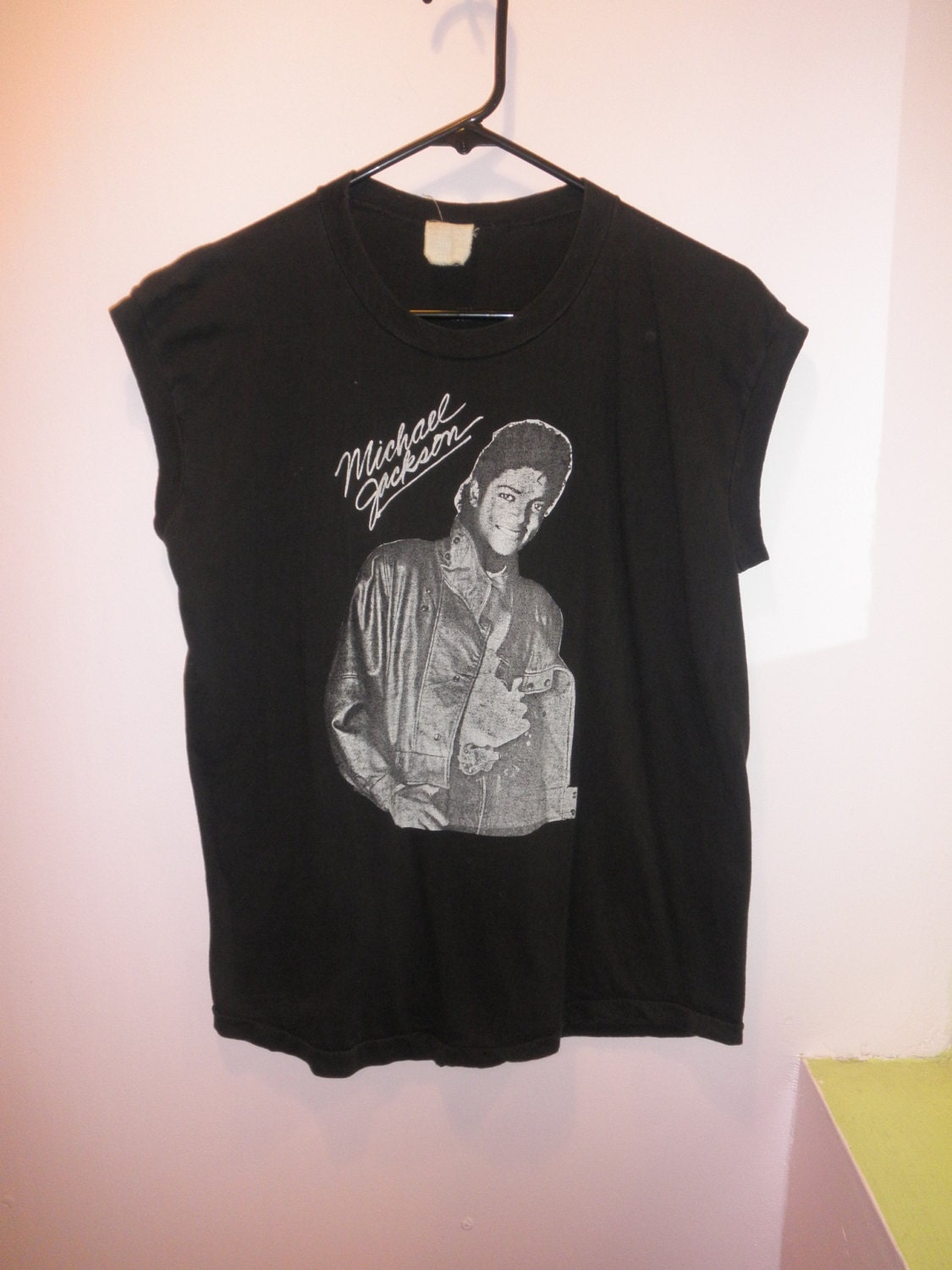 80s Michael Jackson Black Muscle Tee Size Large