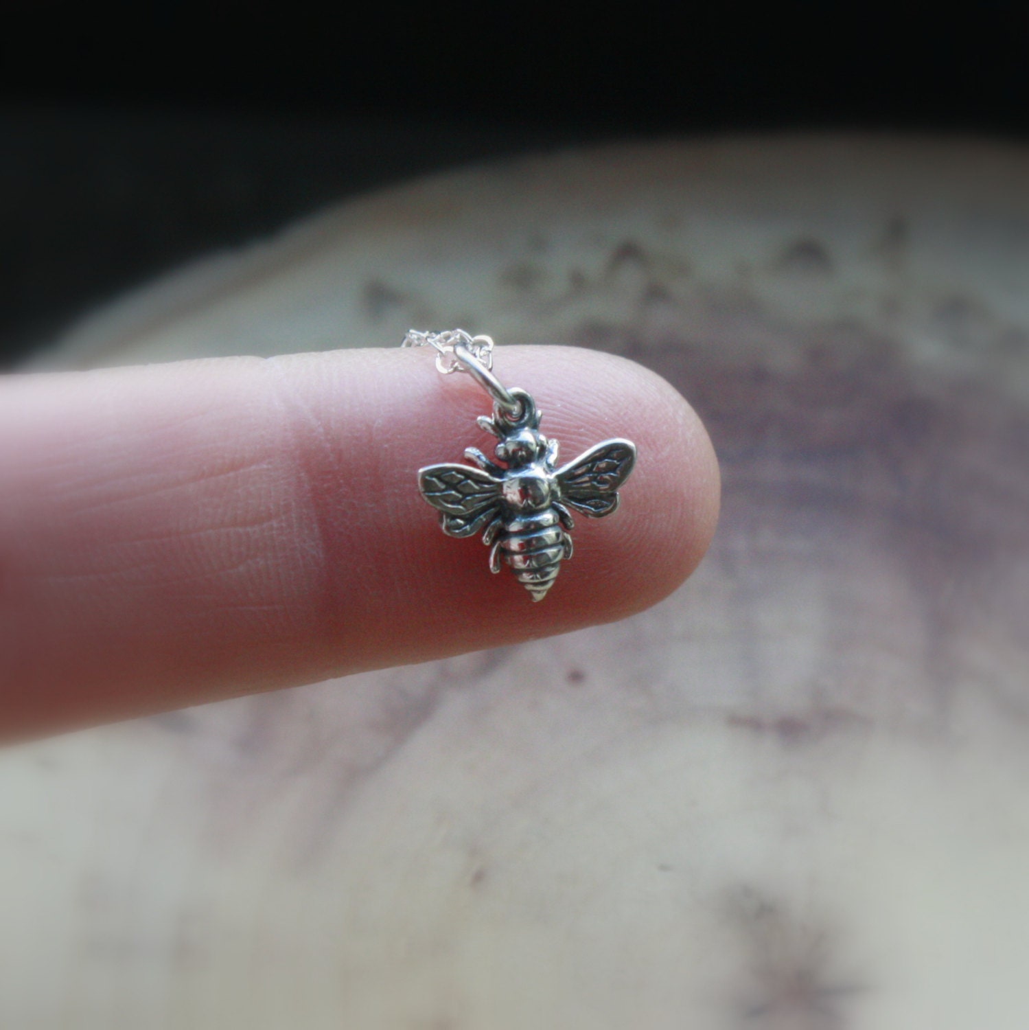 Memorial Day Sale: Silver Bee Necklace - Sterling Silver Bee Pendant . Tiny Bee Charm . Honeybee . Bumble Bee . Bridesmaid Gift 