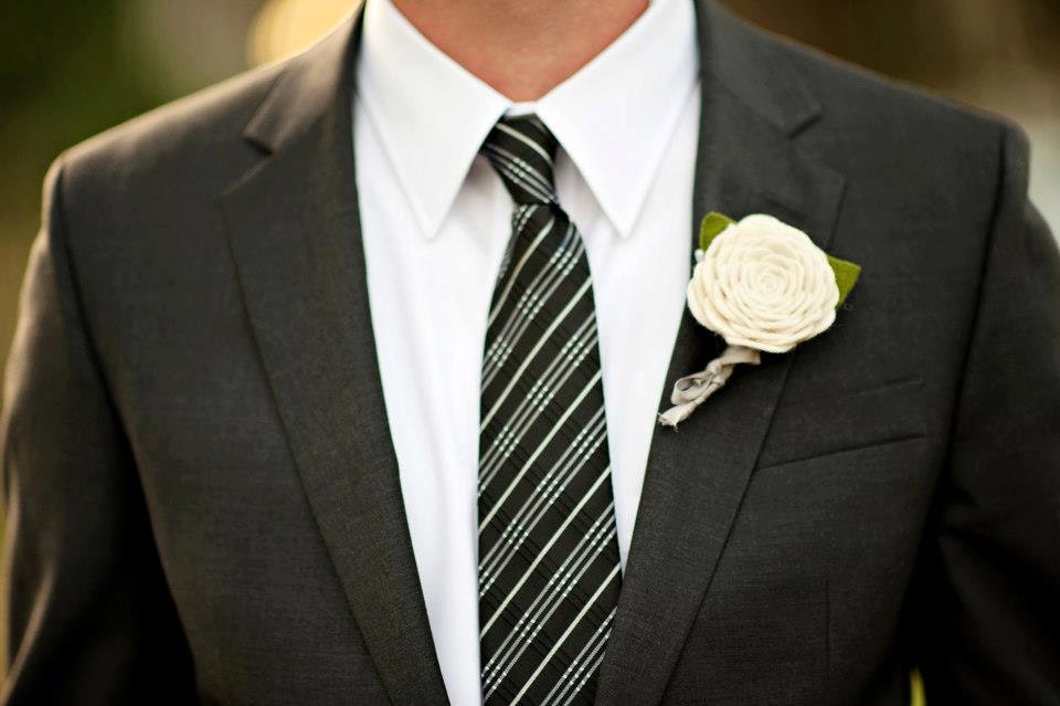 Hand crafted felt rose boutonniere- pick your color