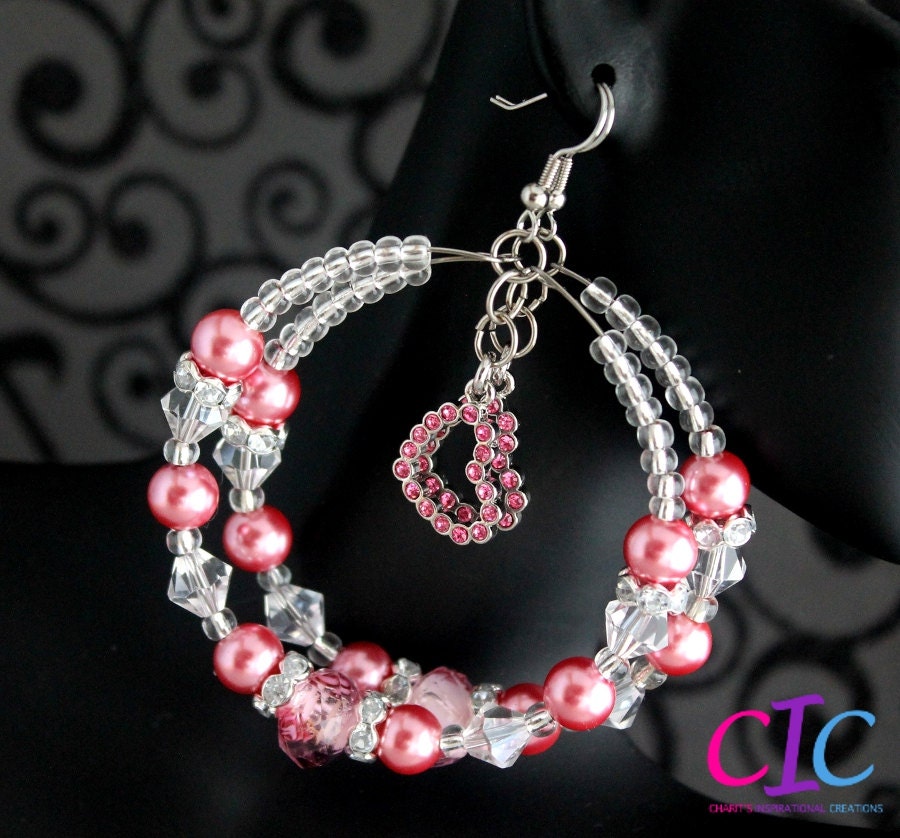 Love Yourself Pink Heart Hoop earrings