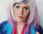 SALE - SNOW FAIRY wig // White Pink Blue Hair // Long Straight wig