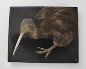 Kiwi painting, New Zealand bird art, 8x10 canvas artwork