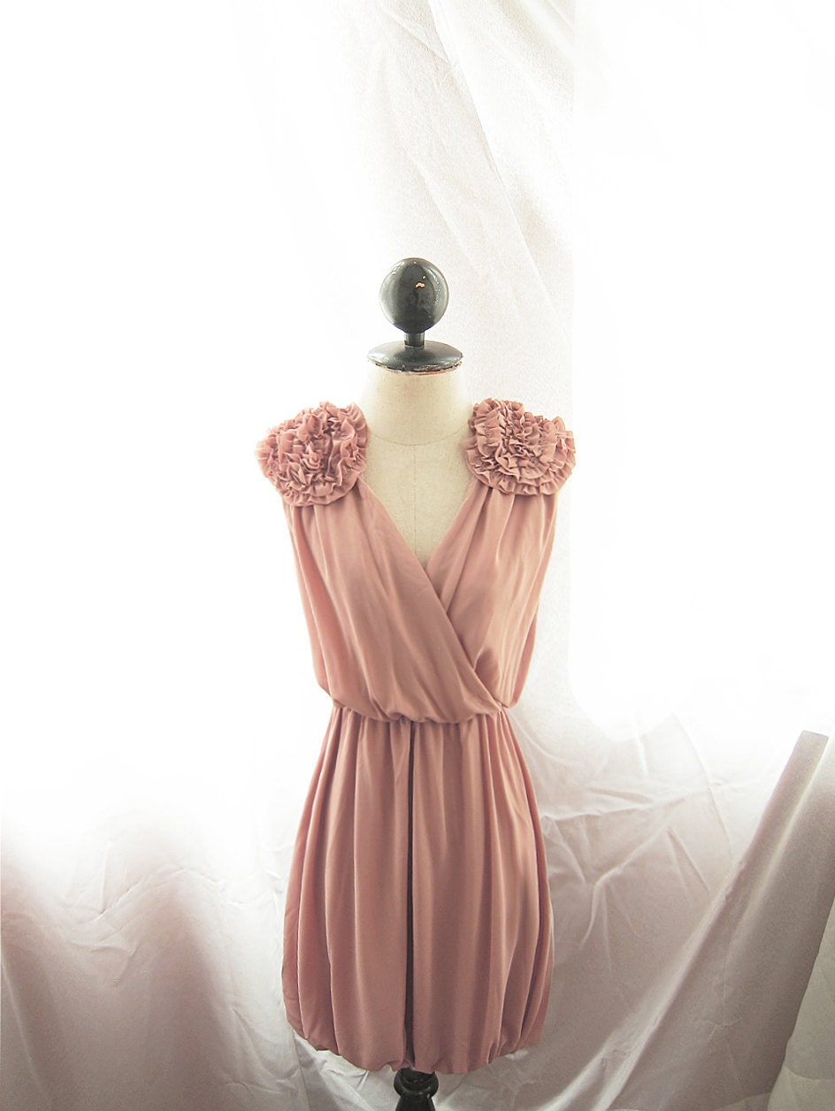 Angel Alice in Wonderland Marie Antoinette Jane Austen Peach Chrysanthemum Dreamy Bubble Hem Rose Mille Feuille Cutouts Chiffon Dress