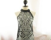 Gothic Steampunk Black Cirque Bohemian Summer Moroccan Indie Hippie Paisley Swing Halter Dipped Tunic Alice in Wonderland Halter Dress y Top