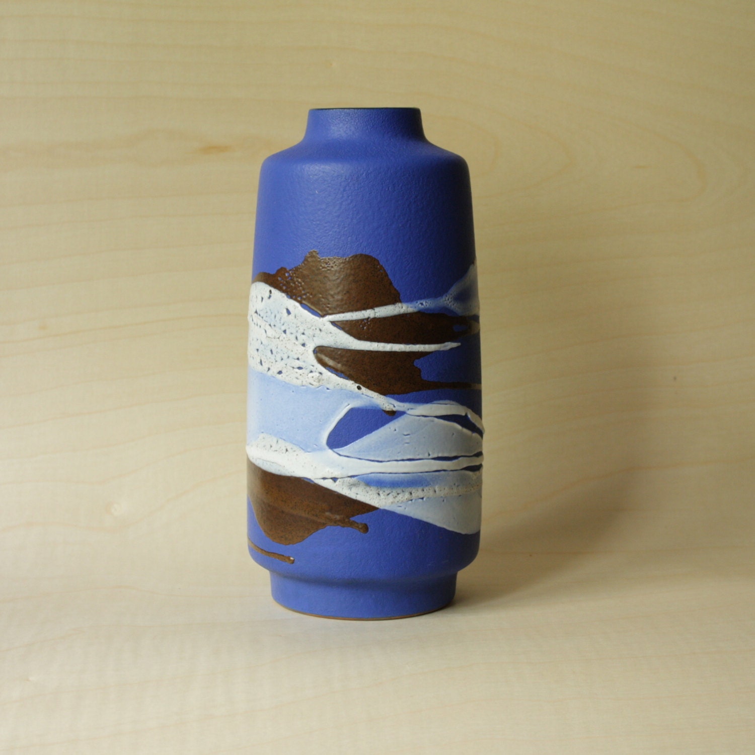 Vintage East German Pottery Electric Blue Vase by VEB Haldensleben