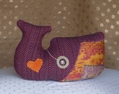 Squishy Hipster SMALL Whale Plush with Monocle - Purple Chevron