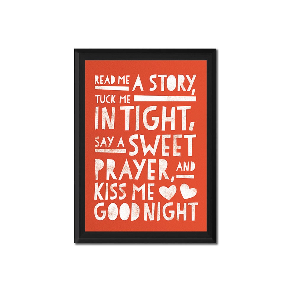 Kiss Me Goodnight (Red) / Baby Nursery Quote Wall Art / Typography Print