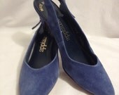 Blue Suede Vintage Slingback Heels by Applause Size 7.5