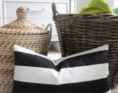 Black Stripe Pillow Cover - Designer Decorative Pillow - Lumbar - Outdoor Pillow - Black and White Outdoor