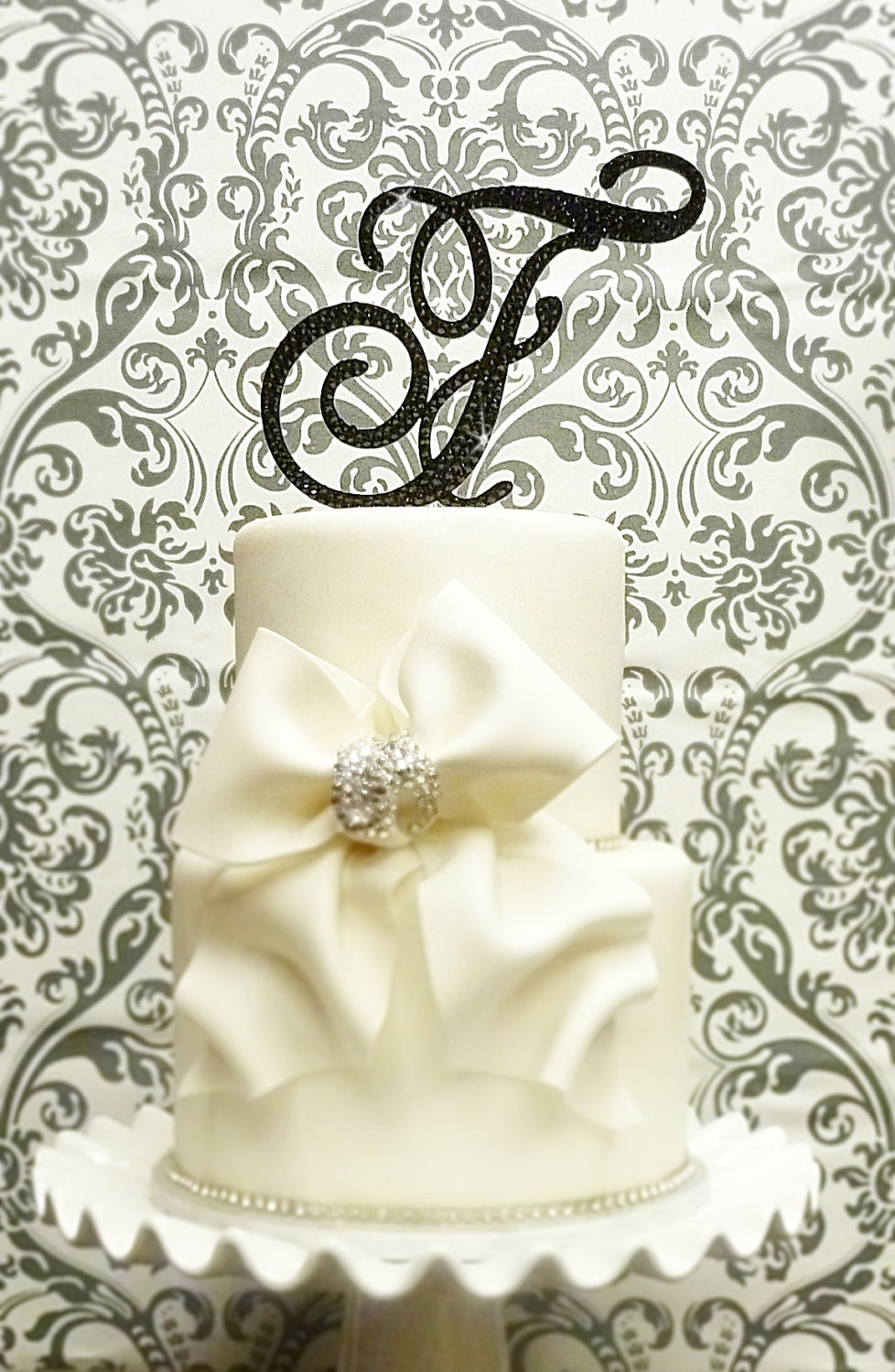 Painted Monogram wedding cake toppers - monogram cake toppers