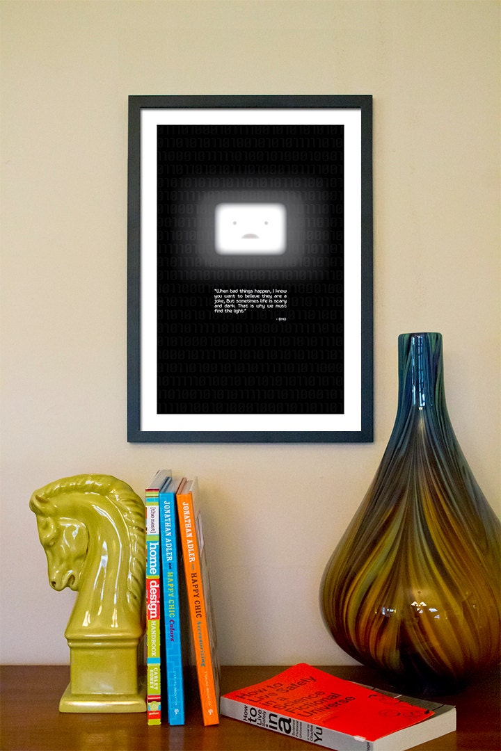 Adventure Time Inspired Television Poster // BMO Darkness and Light Quote // 13x19 Fine Art Print