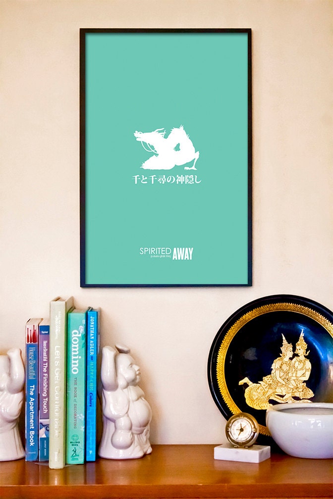 Spirited Away // Minimalist White Dragon Movie Poster // 11x17 Miyazaki and Ghibli Art Print
