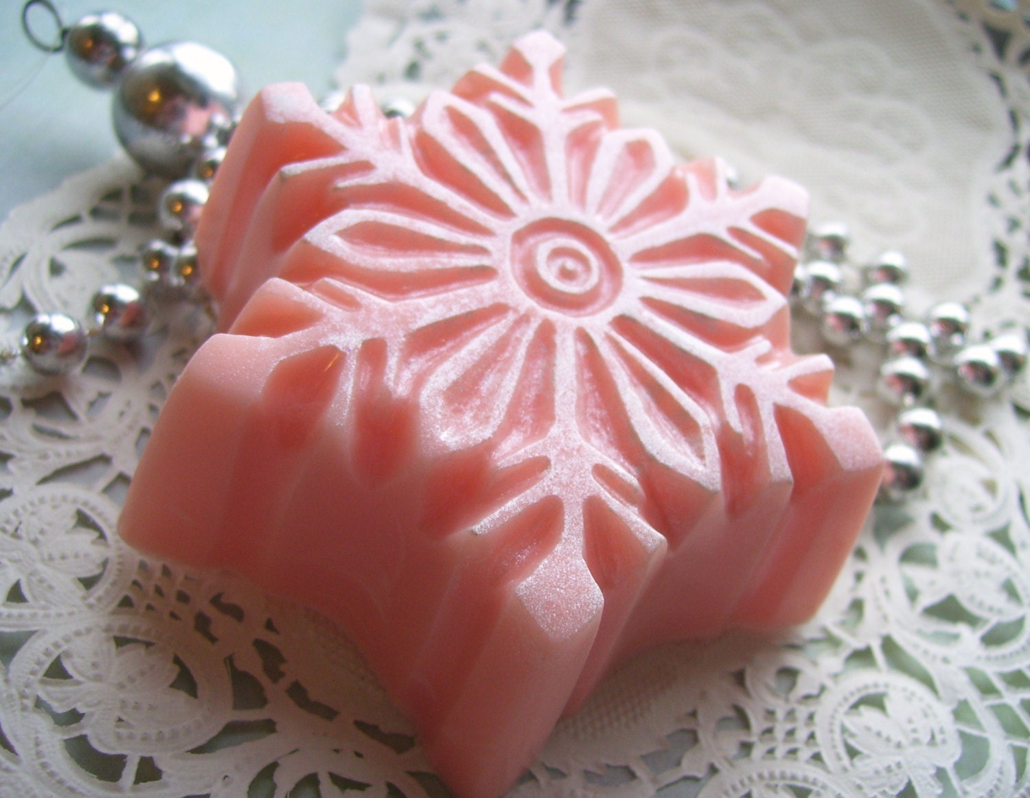 Winter Snowflake Glycerin Soap Bar Decorative Vegan Sparkling U Pick Color & Scent
