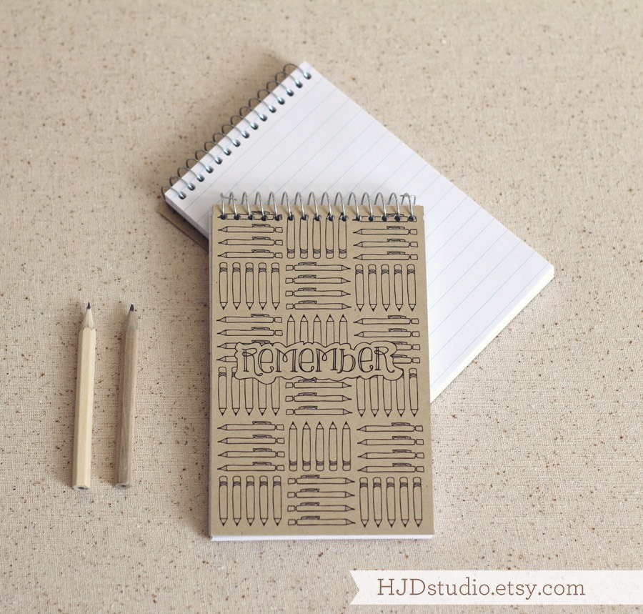 Jotter - REMEMBER in pencil pattern - pocket notebook - narrow ruled