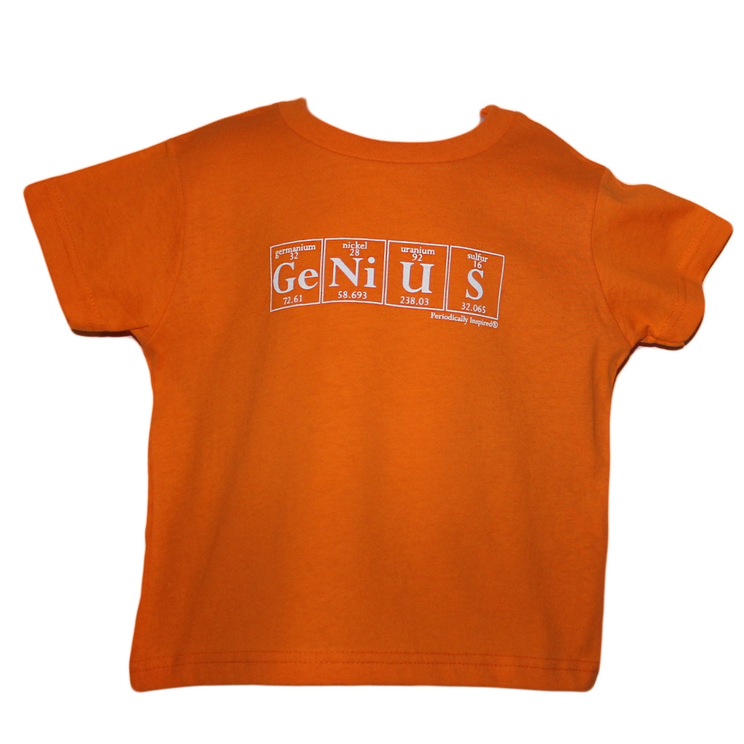 Science Kids Shirt - GENIUS Periodic Table Youth T-Shirt - Kid's Geekwear - Children's Chemistry Tee - Mandarin Orange