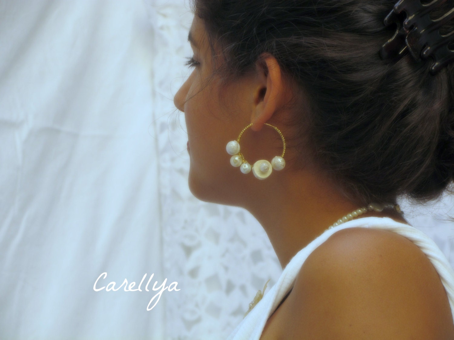 Bridal Hoop Earrings Vintage Beads and Pearls Wedding Earrings