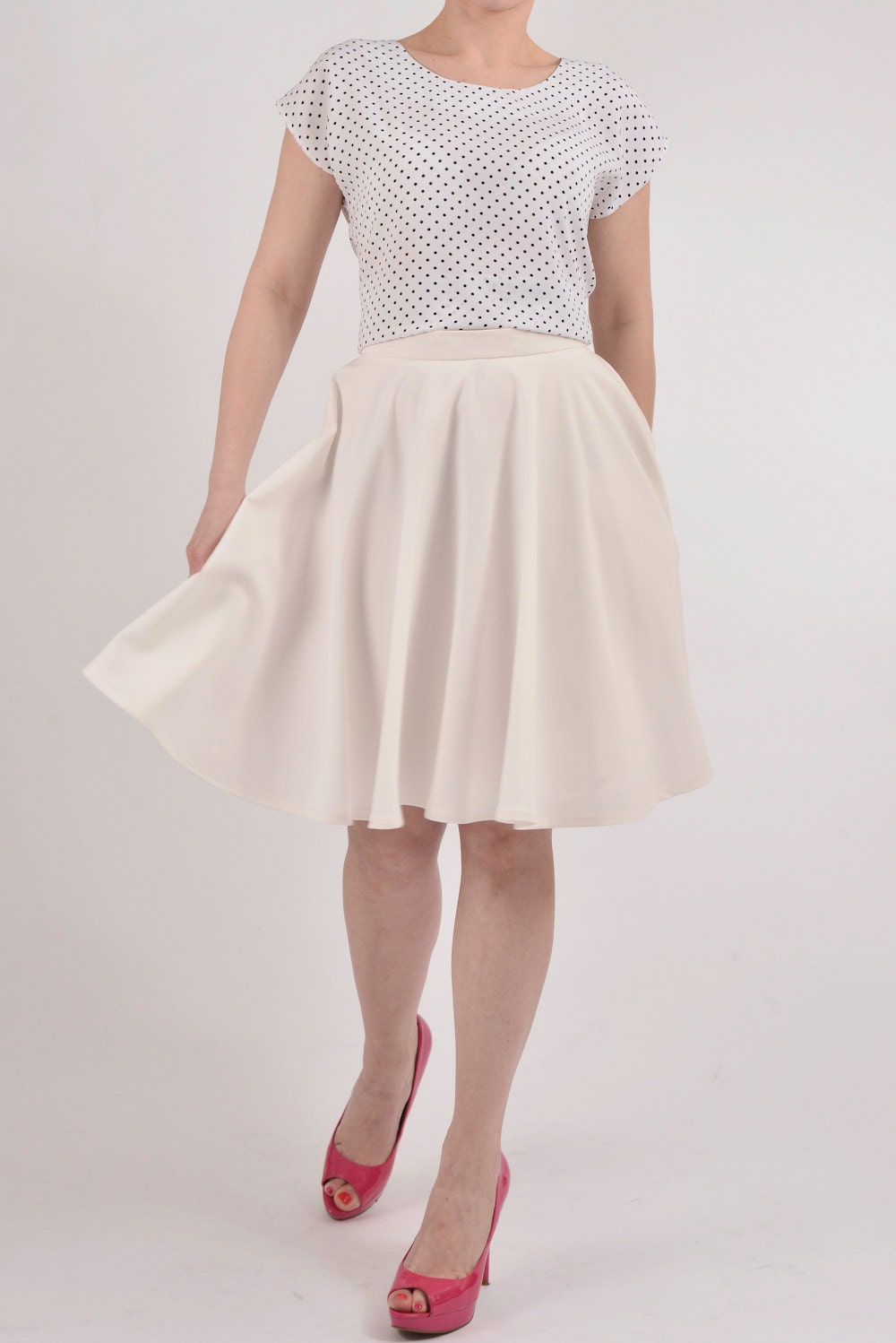 White ecru circle skirt