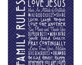 Family Rules - Subway Art Print, Digital Art Print, Printable Wall Art, Christian Art Print, Herringbone 8 x 10, Customizable