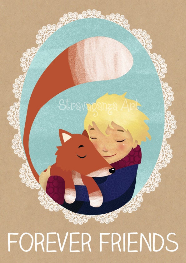 The little prince - forever friends, kids, wall art, nursery,  home decor, illustration, print