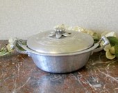 Hammered Aluminum Covered Serving Dish / Bread Warmer