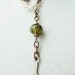 Steampunk Green Serpent Eye Fire Agate & Gear Long Lariat Necklace